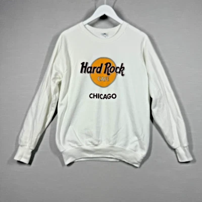 Sudadera Vintage Hard Rock Chicago Adulto XL Blanca EE. UU. Yunque Retro Foto 1 de 4