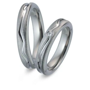 Titanfactory Titan Wedding Rings TF99 with 1 Diamond total 0.03 ct. w/si Diamond - Picture 1 of 2