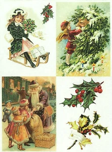 Papel de arroz para álbum de recortes decoupage papel artesanal feliz Navidad - Imagen 1 de 1