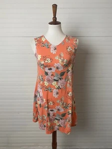Amy Byer Girls Sleeveless Shift Dress Orange Floral Criss-Cross Back Size XL 16 - Picture 1 of 6