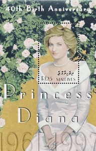 MALDIVES PRINCESS DIANA STAMP S/S 2001 MNH 40TH BIRTH ANNIVERSARY ENGLISH ROSE - Picture 1 of 1