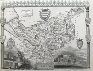 1841 Genuine Antique Map; Cheshire by Thomas Moule - Picture 1 of 2