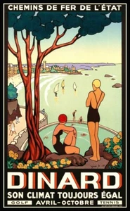 Carteles de viaje vintage de Dinard France estampado en lona IMÁN NEVERA 6x8 grande - Imagen 1 de 2