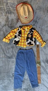 Disney Store Toy Story Woody sheriff costume Size 2-4 Shirt Vest Belt Pants Hat - Picture 1 of 15