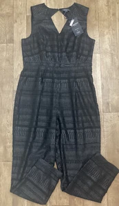 Mono M&S Edición Limitada Negro Brillante Lurex Sin Mangas Cuello en V Reino Unido16 - Imagen 1 de 11