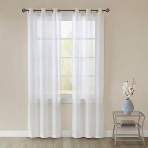 Curtain panels sheer white grommet top 63"L x 76"W (38") pair - Picture 1 of 5
