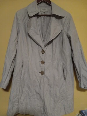 Nine West Womens Trench Coat Size 1x Grey Three-Button B7 - Image 1 of 4
