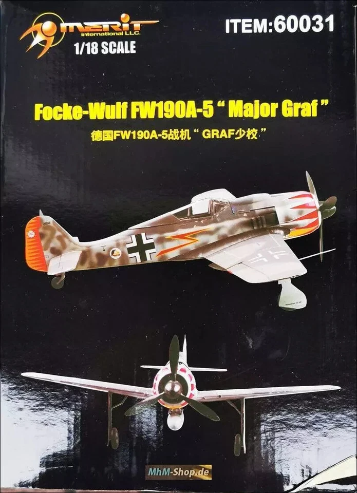 MERIT 60031  1/18  Focke-Wulf FW190A-5 "Major Graf" NUOVO IMBALLO ORIGINALE - Immagine 1 di 4