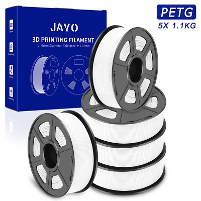 JAYO 5KG Bianco PETG 1,75mm Filamento per stampante 3D 1,1KG Hohe Zähigkeit FDM