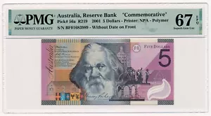 AUSTRALIA banknote 5 Dollars 2001 Commemorative PMG MS 67 EPQ Superb Gem Unc - Picture 1 of 7