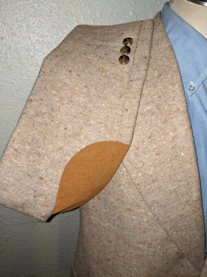 Chaqueta Blazer Abrigo Deportivo 40L Años 50 FLECK Naranja Marrón Caza Tiro Codo Tweed Foto 1 de 4