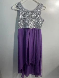 roxette girls silver & purple tank top sleeveless dress size large - Picture 1 of 7