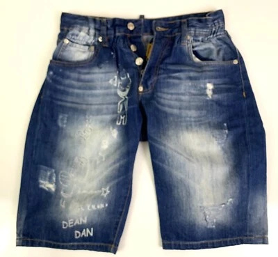 DSQUARED2 100% AUTÉNTICO DESGASTADO HOMBRE PANTALONES CORTOS VAQUEROS ITALIA TALLA 30 EN MUY BUENA CONDICIÓN Foto 1 de 4