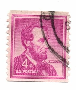 Scott 1058 Violet 4c Abraham Lincoln, Coil Used Stamp 1958  (d12) - Picture 1 of 1