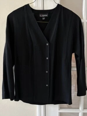 Impresionante Blusa Negra Company by Ellen Tracy Asimétrica Con Botones Talla S Nueva Foto 1 de 4