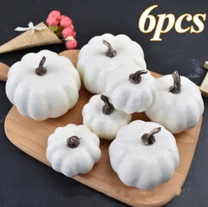 6pcs Kürbis Halloween Weiß Dekoration Tischdeko Herbst Deko Künstliche Kürbisse - Bild 1 von 4