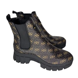 GUESS Women's Hestia Brown Logo Ankle Boot Platform Shoes - Size 8.5 M - Picture 1 of 15