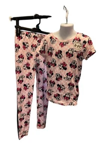 Disney Minnie Mouse 3 Piece Pajama Set Girls M 8 Sleep Pjs Pink - Picture 1 of 6