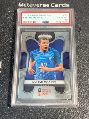 Copa Mundial de Fútbol 2018 Panini Prizm #80 Kylian Mbappe Rookie RC Francia PSA10 Foto 1 de 2
