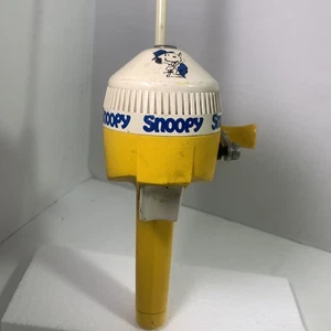 1982 Snoopy Zebco Rod & Reel Peanuts Yellow/White Fishing Pole 33” WORKS - Picture 1 of 24
