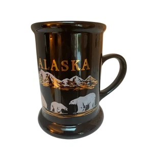 Tazza birra vintage Alaska tazza caffè accenti oro montagne e barba Taiwan - Foto 1 di 5