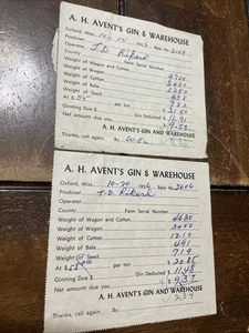 Oxford, Mississippi, Cotton Gin Receipts A.H. Avent’s Gin & Warehouse - Picture 1 of 3