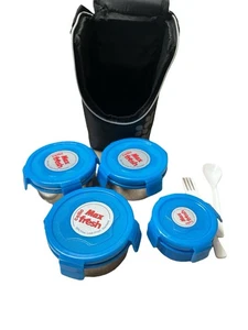 NEW Cello Max Fresh Click Steel Leakproof Lunch Box Set with Bag 4 Containers - Picture 1 of 8