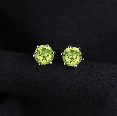 1 Paar Silber Ohrstecker mit 1.13ct Peridot, echt in 925 Sterlingsilber Ohrringe - Bild 1 von 4