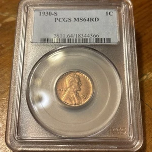 1930-S 1C PCGS MS64RD Lincoln Cent  - Picture 1 of 4