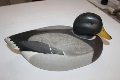 Isca de madeira feita à mão Drake Mallard por Ken Harris Decoys semi-decorativa - Imagem 1 de 4