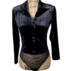 Sagaie France Vintage Damen Designer Satin Velours Smoking Body Anzug Größe 2 Schwarz - Bild 1 von 16