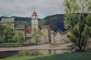 Gustav Müller watercolor Dollnstein an der Altmühl 1972 - Picture 1 of 2