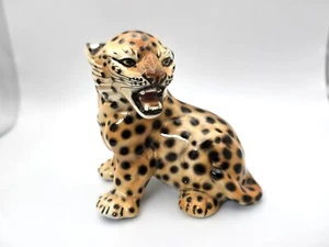 Italian leopard figurine - Ronzan SIGNED collectible snarling porcelain figure - Picture 1 of 10