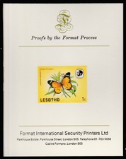 Lesotho (585) 1984 Butterflies 1s imperf on Format International PROOF CARD