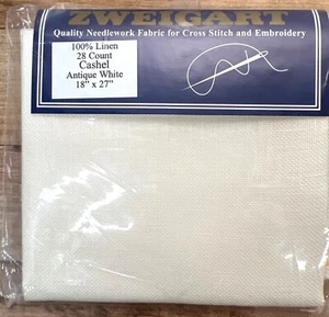Zweigart Antique White 28 Count Cashel Linen Fabric 18" X 27" For Cross Stitch & - Picture 1 of 2