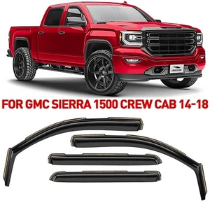 Rain Guards Vent Visors Shade for 2014-2018 GMC Sierra 1500 Crew Cab - Foto 1 di 9