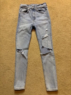 RAG & BONE High Rise Ankle Destroyed Holes Skinny Norlet Wash Denim Jeans 24 - Image 1 of 4