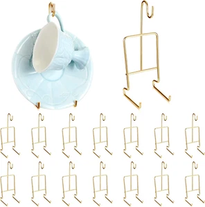 16 Pcs Small Tea Cup and Saucer Display Stand Holder Rack China Metal Cup Saucer - Picture 1 of 7