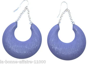 FANTASY OHRHÄNGER Kette Creolen Halbmond lila Abend  - Bild 1 von 1