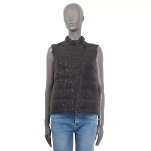 65082 auth BRUNELLO CUCINELLI grey cashmere SEQUIN DOWN Vest Jacket 44 L - Picture 1 of 6