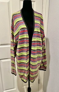 Ungaro Ter Rainbow Stripe Cardigan stripe sweater colorful Clear sequin sz large - Picture 1 of 12