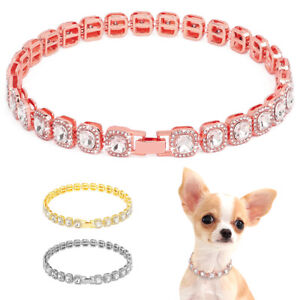 Dog Cat Rhinestone Diamond Collar Necklace for Puppy Kitten Accessory Crystal XS