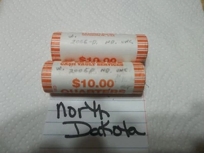 2006 North Dakota P & D State quarter rolls mint rolls   FREE SHIP! - Image 1 of 3