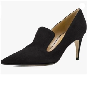 Women’s Dressy Pumps Stiletto Mid Heel Loafers Pointed Toe Slip On Shoes Black - Picture 1 of 7