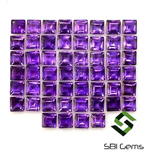 Natural Amethyst Square Cut 3 mm 9.34 CTS Lot 50 Pcs Calibrated Loose Gemstones - Picture 1 of 6