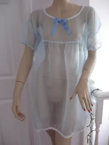 Nylon blue baby doll Sheer Soft Lingerie Adult feminine Glamour - Picture 1 of 12