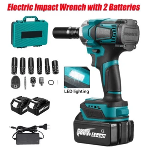 1200Nm Electric Impact Wrench 1/2'' Brushless High Power Driver with 2 Batteries - Picture 1 of 15