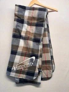 HIT Plaid Throw Blanket Modern Grandma Neutral Colors Fleece RN96864 - 4imprint - Picture 1 of 5