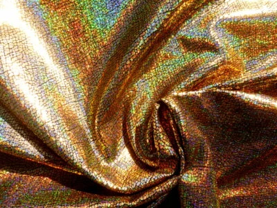 Pigskin leather hide Holographic Metallic Rainbow Gold Crackle Texture 2 oz - Image 1 of 4