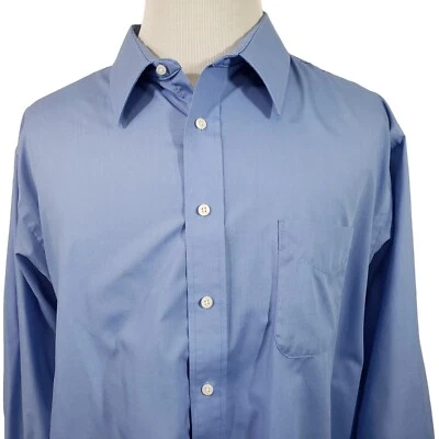 Camisa de vestir Massini para hombre talla 18,5 34/35 tela ancha manga larga resistente a las arrugas azul Foto 1 de 4